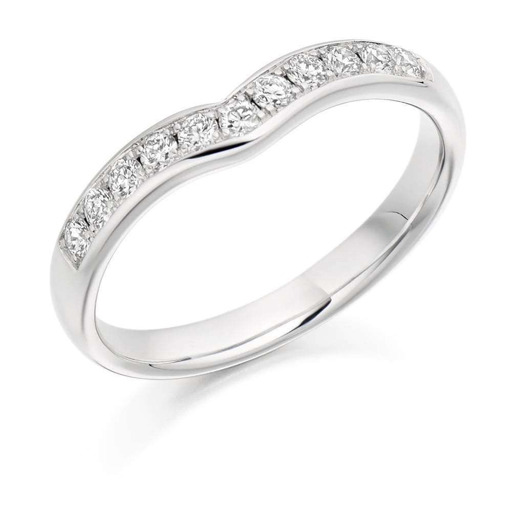 Platinum shaped 0.30 grain set Diamond 1/2 eternity ring Ring Gemex platinum *  