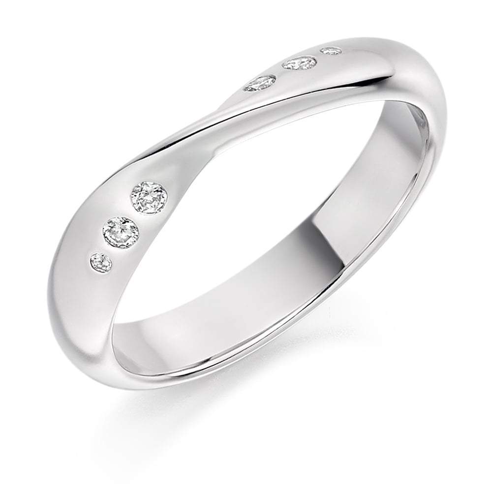 Diamond 0.09ct shaped 1/2 eternity ring Ring Gemex platinum *  