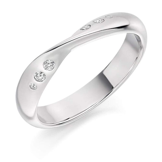 Diamond 0.09ct shaped 1/2 eternity ring Ring Gemex platinum *  