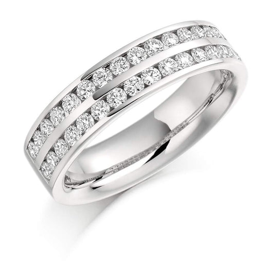 Diamond twin channel set 0.75ct 1/2 eternity band Ring Rock Lobster platinum *  