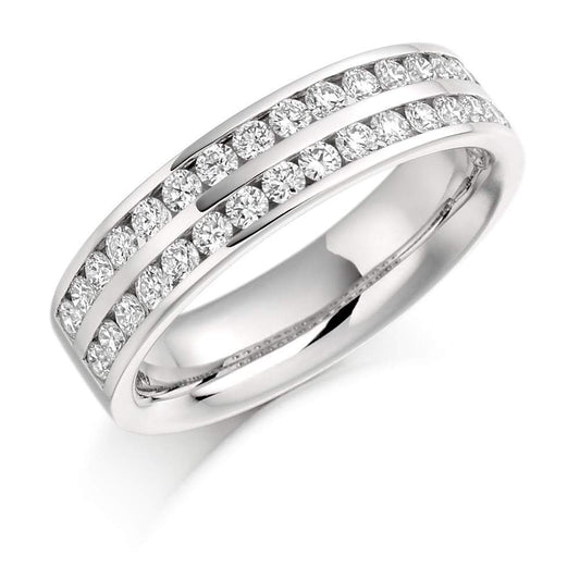 Diamond twin channel set 0.75ct 1/2 eternity band Ring Gemex platinum *  