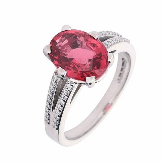 Red spinel and white gold ring set with dianond shoulders Ring Rock Lobster   