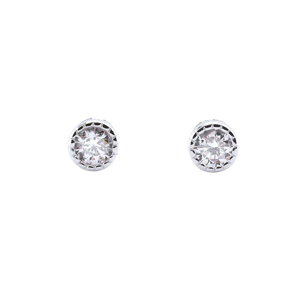 Silver and cubic zirconia small fancy edged stud earrings Earrings Rock Lobster Jewellery   