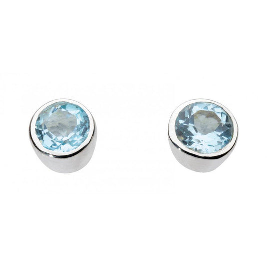 Silver Blue Topaz small round studs Earrings Rock Lobster   