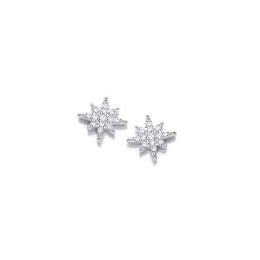 Silver cubic zirconia brilliant star stud earrings Earrings Cavendish French   