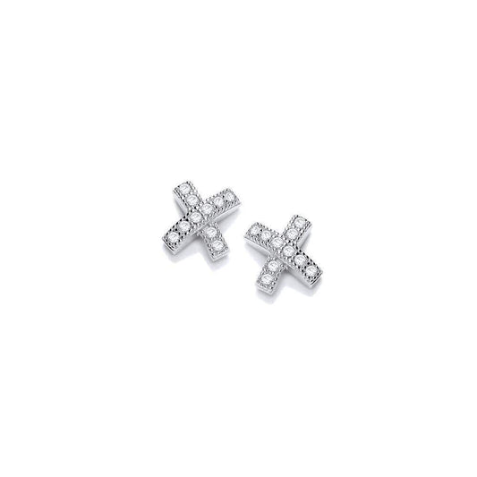 Silver cubic zirconia kiss studs Earrings Rock Lobster   