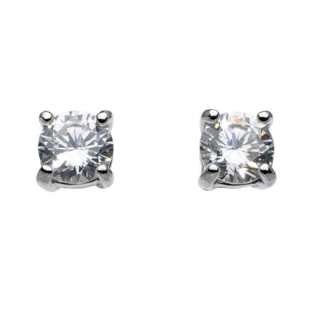 Silver cubic zirconia medium round claw stud earrings Earrings Rock Lobster   