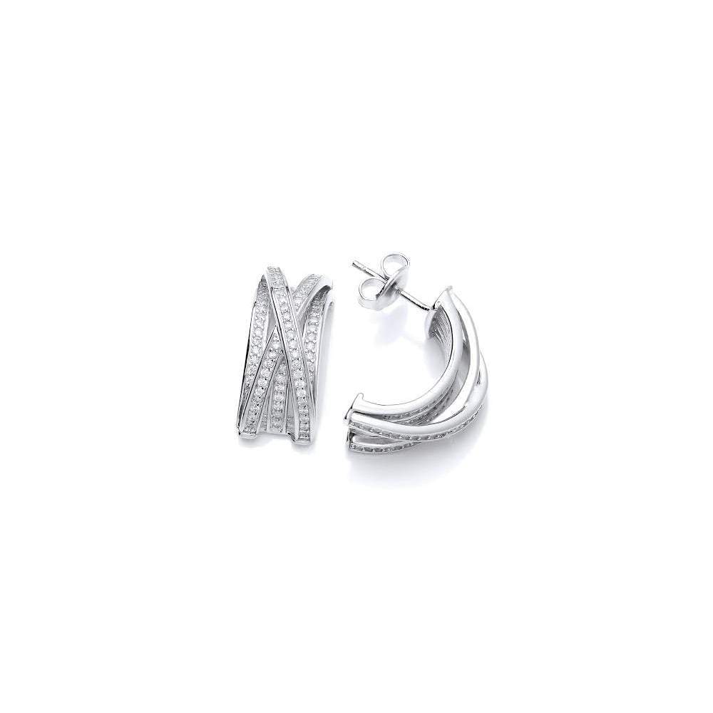 Silver CZ crossover lattice style stud earrings Earrings Rock Lobster Jewellery   