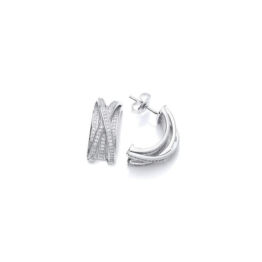 Silver CZ crossover lattice style stud earrings Earrings Rock Lobster Jewellery   
