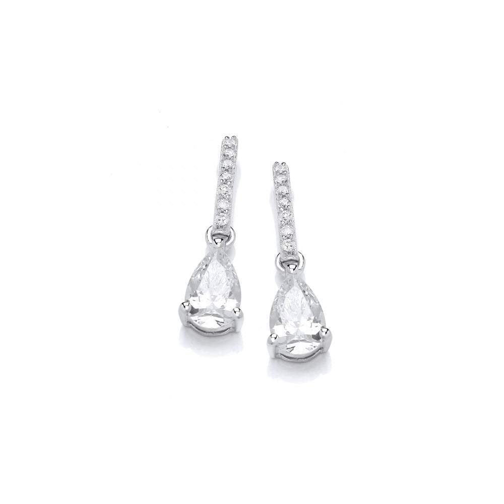 Silver CZ glamour teardrop earrings Earrings Cavendish French   
