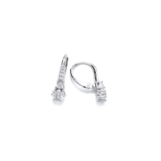 Silver deco hook hoop earrings with cubic zirconia Earrings Cavendish French   