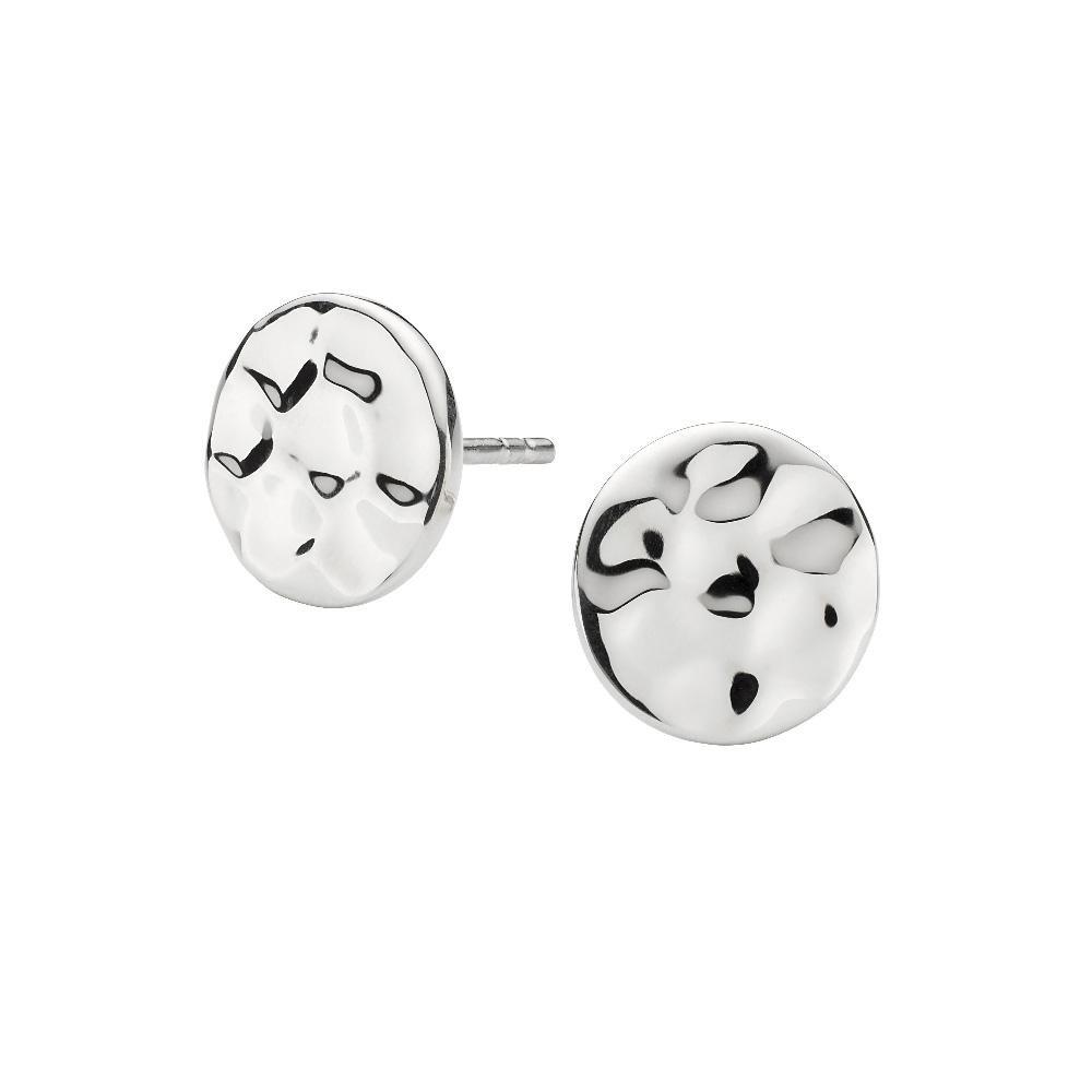 Silver hammered disc stud earrings Earrings DEW   