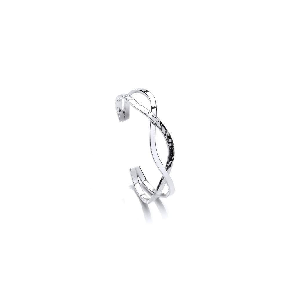 Silver hammered woven criss cross bangle Bangle Rock Lobster Jewellery   