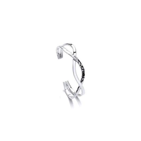Silver hammered woven criss cross bangle Bangle Rock Lobster Jewellery   