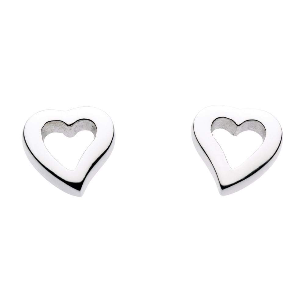 Silver open heart stud earrings Earrings DEW   