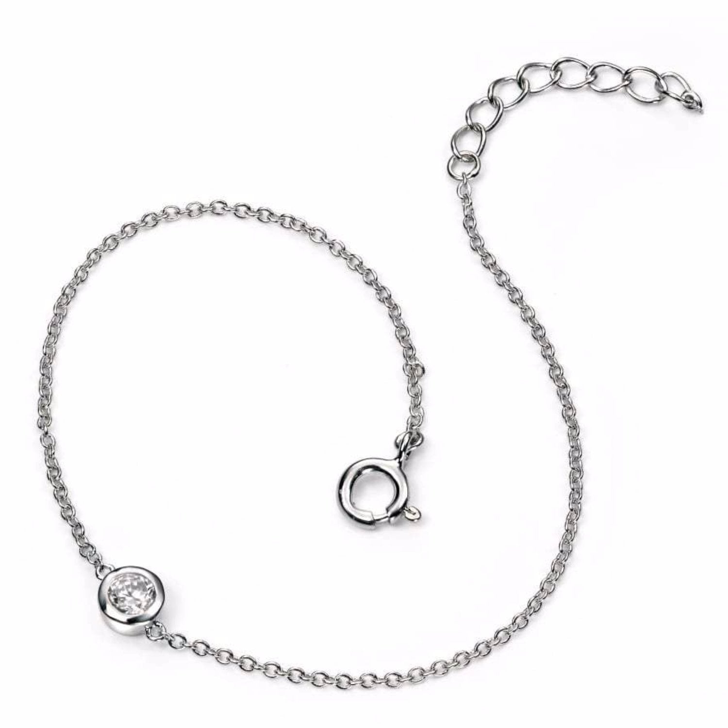 Silver single stone chain bracelet Bracelet Gecko   