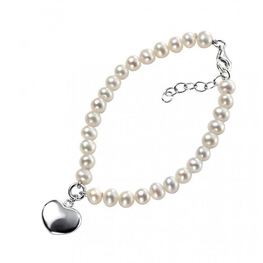 Silver white freshwater pearl heart bracelet Bracelet Gecko   
