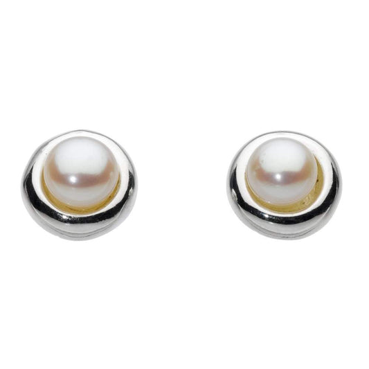 Silver white pearl round studs Earrings Rock Lobster   
