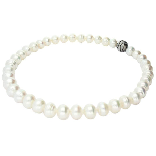 Southsea Pearl necklace with steel clasp and diamonds Neckwear Gellner   