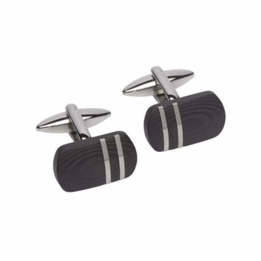 Steel black designer striped carbon cufflinks Cufflinks Rock Lobster Jewellery   