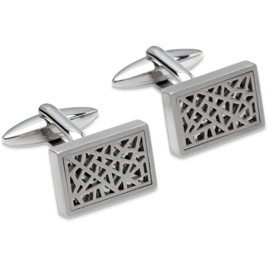 Steel filagree rectangle cufflinks Cufflinks Rock Lobster Jewellery   