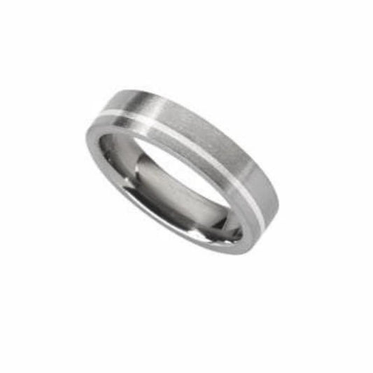 Titanium and Silver off set stripe Ring Ring Rock Lobster Jewellery   