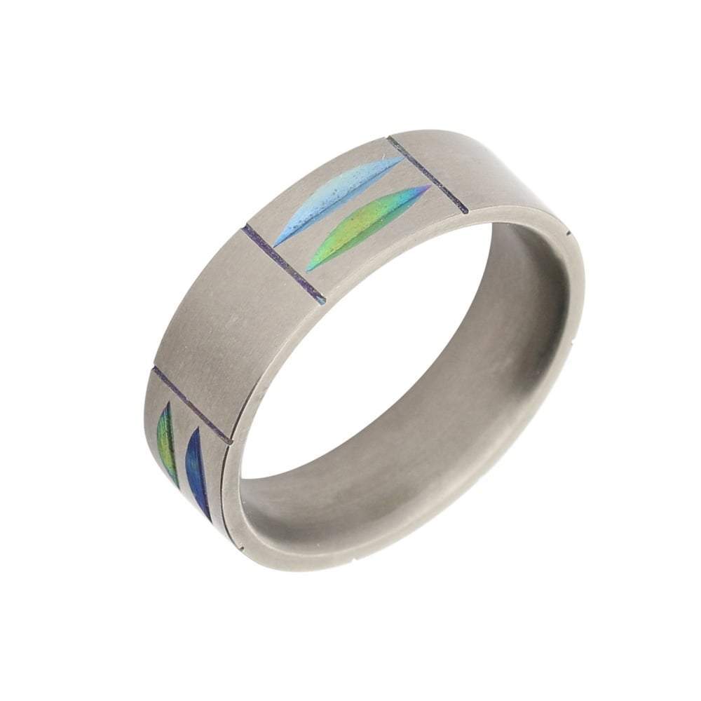 Titanium blue green band size P Ring Rock Lobster   