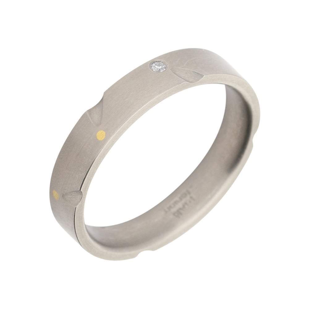 Titanium with 24ct gold detail diamond band size W Ring Rock Lobster   