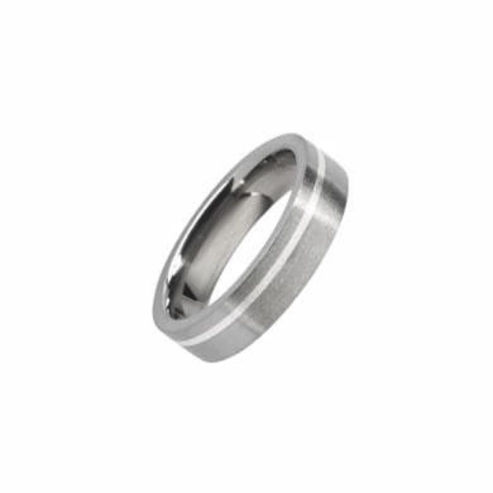 Titanium Ring with off set silver inlay Ring Rock Lobster Jewellery   