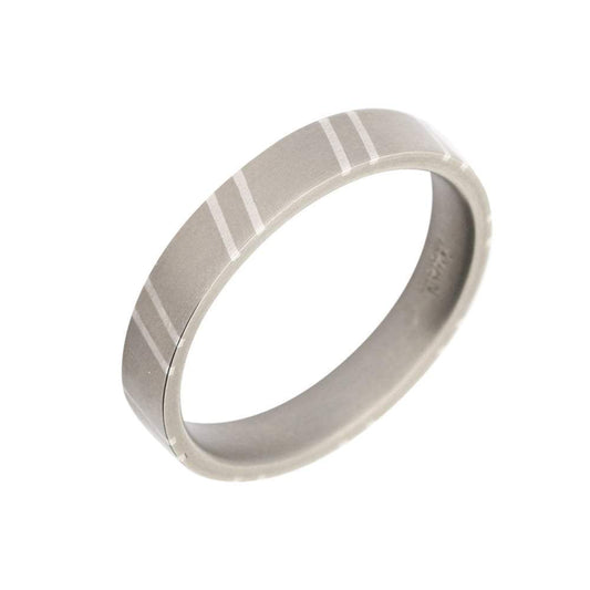 Titanium Silver sloping stripes band Size R 1/2 Ring Rock Lobster Jewellery   