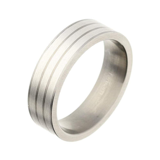 Titanium Silver three inlaid stripe band size U Ring Rock Lobster   