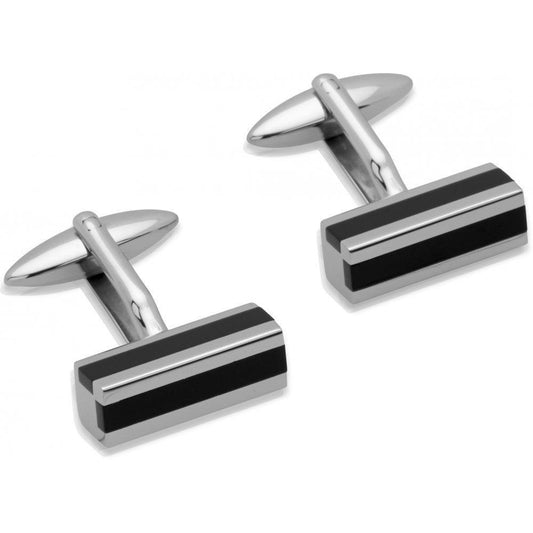 Unique Steel and black Onyx block cufflinks Cufflinks Rock Lobster Jewellery   