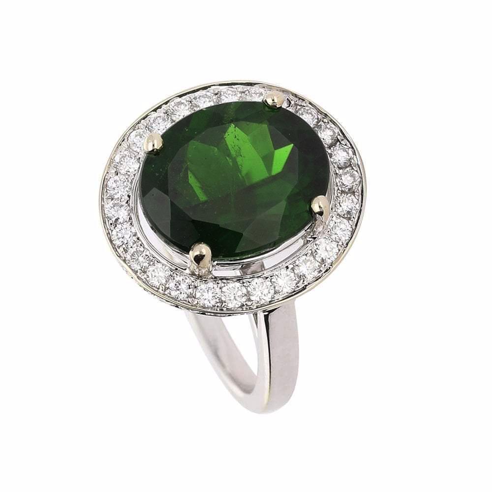 18ct White gold green diopside and 0.79ct diamond ring Ring Rock Lobster   