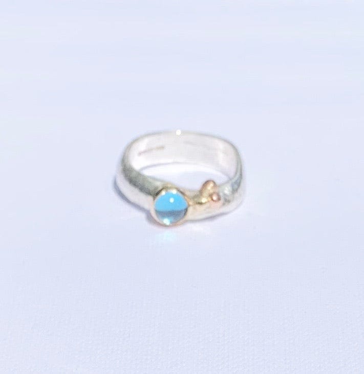 Silver & 18ct gold blue topaz pebbles ring size L Ring Sally Ratcliffe
