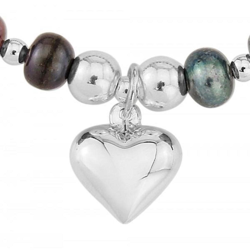 Silver and black pearl heart bracelet Bracelet Trink   