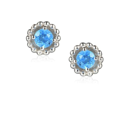 Blue Topaz Silver Birthstone Earrings - Dec Earrings Amore   