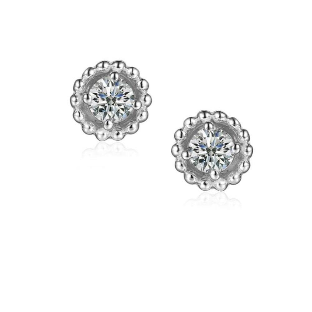 Cubic Zirconia Silver Birthstone Earrings - April Earrings Amore   