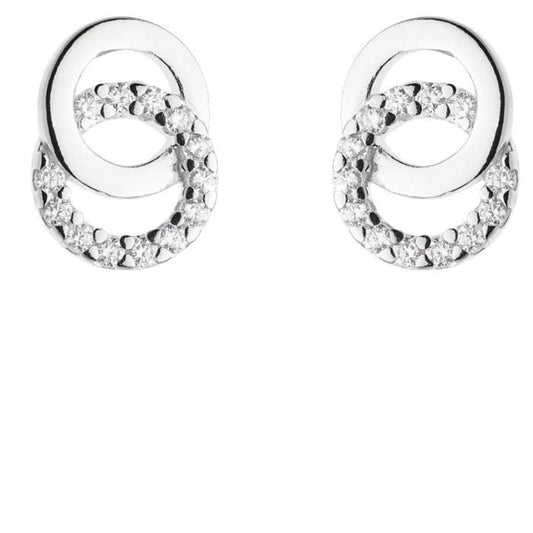 Silver and cubic zirconia double hoop stud earrings Earrings Rock Lobster Jewellery