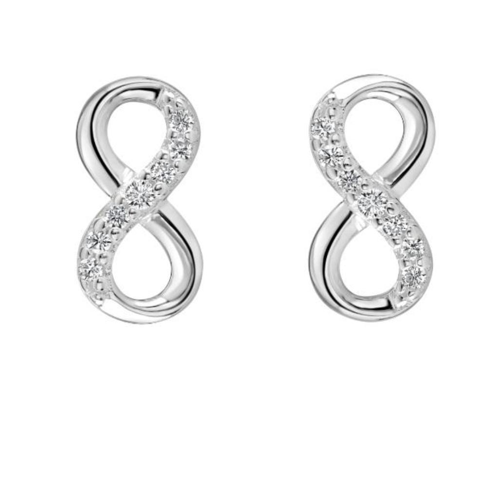 Silver and cubic zirconia infinity stud earrings Earrings DEW   