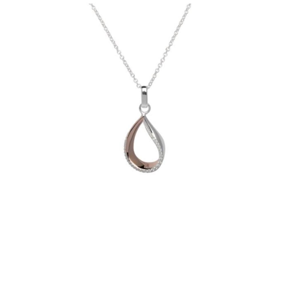 Silver and cubic zirconia loop pendant with rose gold detailing Pendant Unique   