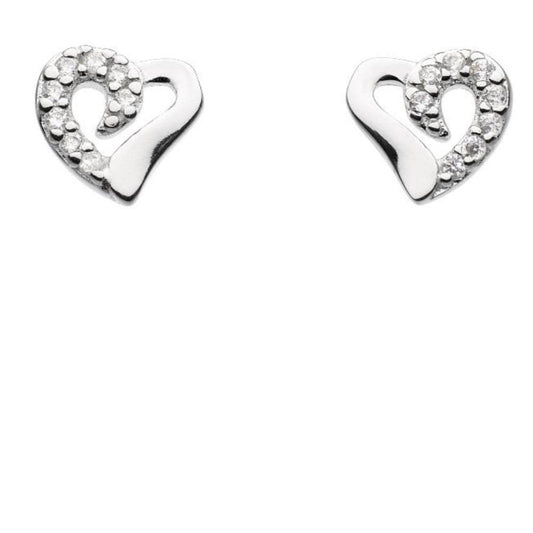 Silver and cubic zirconia open heart stud earrings Earrings DEW   