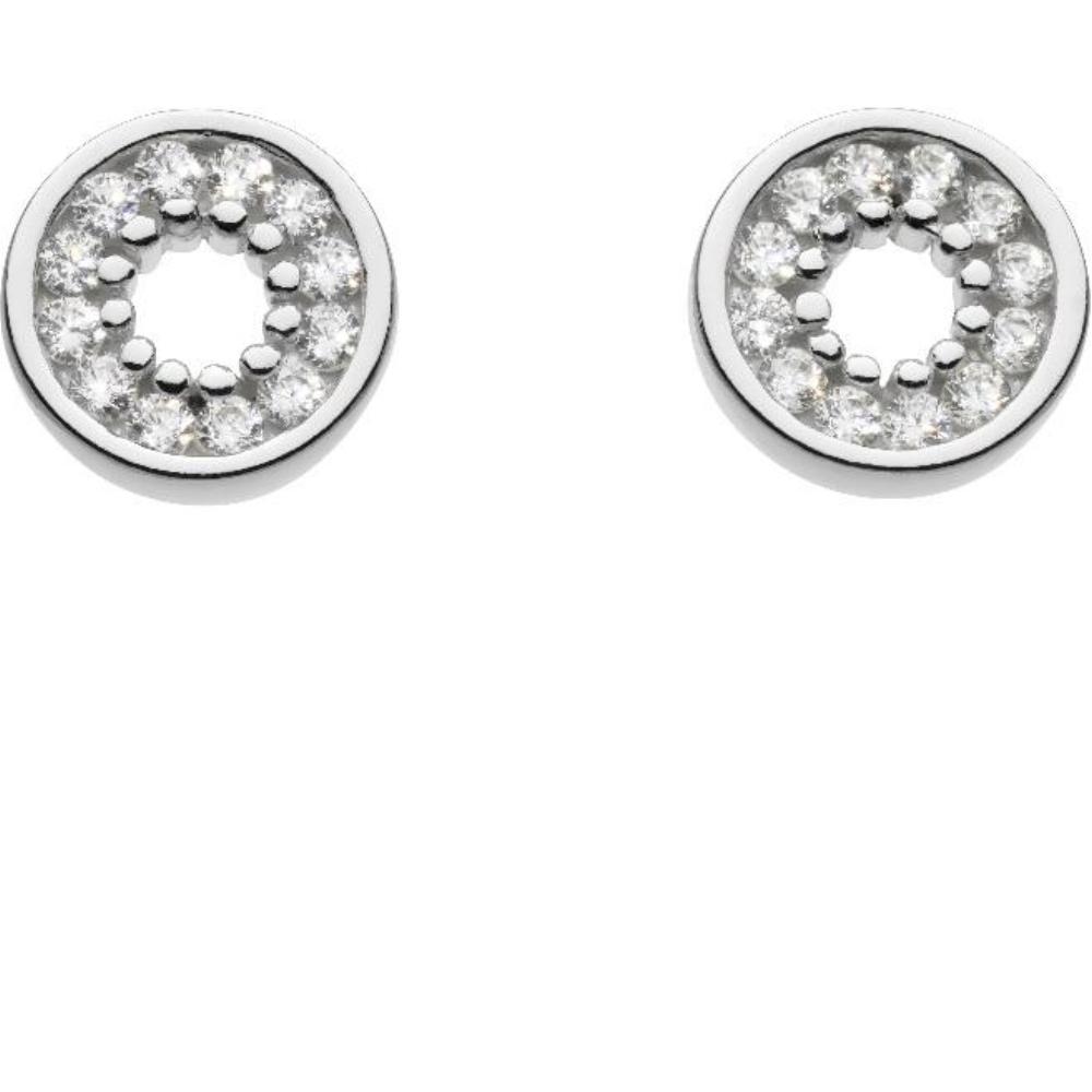 Silver and cubic zirconia small hoop stud earrings Earrings DEW   
