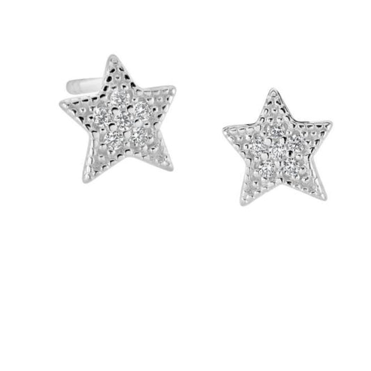 Silver and cubic zirconia star stud earrings Earrings DEW   