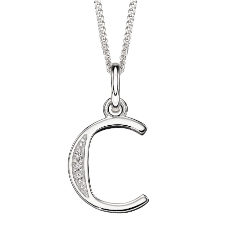Silver and CZ Initial Pendants (A-Z) Pendant Gecko