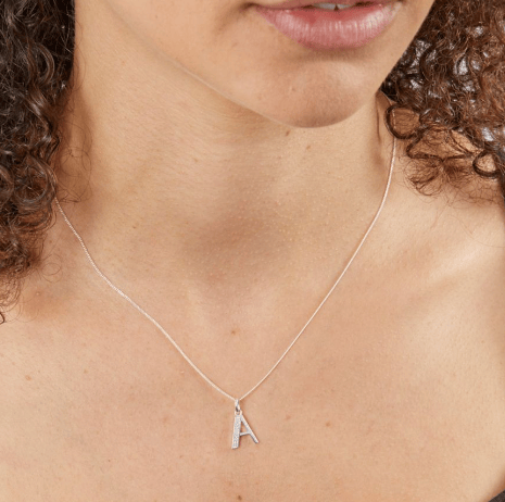 Silver and CZ Initial Pendants (A-Z) Pendant Gecko