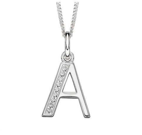 Silver and CZ Initial Pendants (A-Z) Pendant Gecko