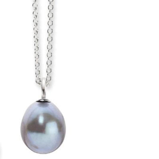 Silver and grey freshwater 9mm pearl pendant Neckwear Alraune   