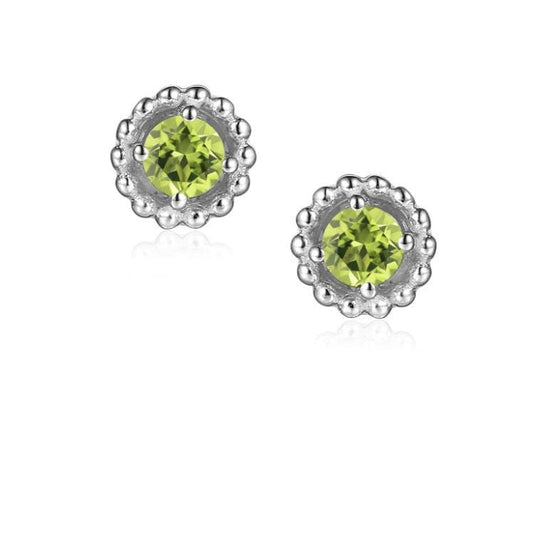 Peridot Silver Birthstone Earrings - Aug Earrings Amore   