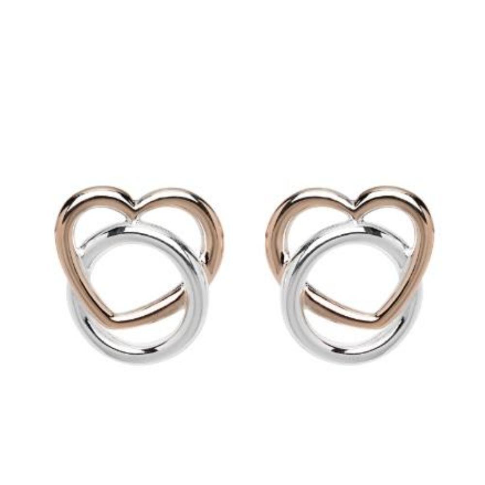 Silver and rose gold heart and hoop stud earrings Earrings Unique   