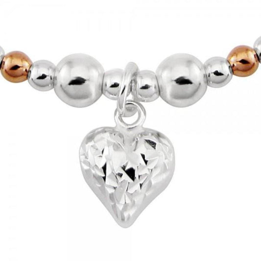 Silver and rose gold plate mixed love heart harlequin bracelet Bracelet Trink   